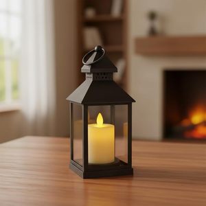 Vintage Metal <b>Lantern</b> Candle Holder with Glass Panels Hanging Ring Decorative <b>Tealight</b> <b>Lantern</b> for Home Decor - Product Image 4