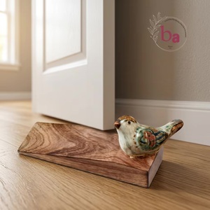 Butée de porte en bois et résine avec perles décoratives, motif oiseau en céramique, design traditionnel, aimantée, anti-bruit, pour la maison, le bureau, la chambre et le salon - Product Image 4