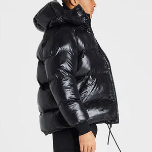 Blouson d'hiver matelassé respirant en coton, à capuche et col montant, tricoté, zippé, grande taille, personnalisé, style streetwear pour hommes - Vente en gros - Product Image 4