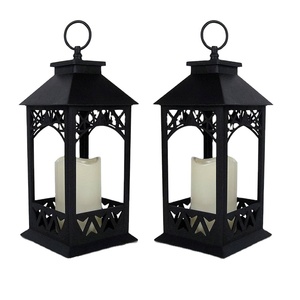 Handmade Multiple Size Candle Outdoor Lantern Iron Glass Black Antique Rough Design <b>Large</b> <b>Packing</b> Individual <b>Box</b> - Product Image 1