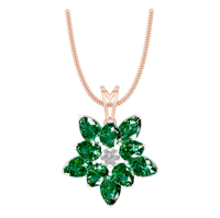Collier pendentif élégant en or blanc 14k/18k avec émeraude naturelle florale, tendance, achat en gros, cadeau de luxe avec pendentifs à breloques