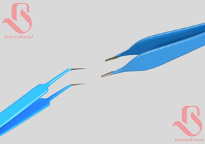 คีมจับสองขั้วสำหรับศัลยกรรมประสาท สีน้ำเงิน สแตนเลสสตีล ใช้ซ้ำได้ ขนาด 0.5 มม. ยาว 10.2 ซม. - Product Image 2
