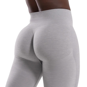 Leggings de sport gris clair pour femme, taille haute, sans couture, compression, fitness, yoga, course à pied, anti-transpiration, extensibles, athlétiques - Product Image 4