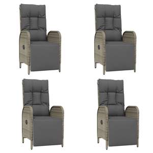 Ensemble de salle à manger de jardin en rotin gris réglable 4 places, mobilier d'extérieur au design contemporain - Product Image 6