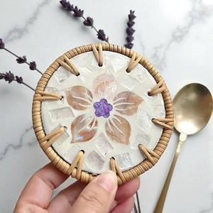 Sous-verre rond en rotin tressé 100 % naturel, résistant à la chaleur, écologique, fait main, pour tasses, mugs, décoration de table et de cuisine - Product Image 4