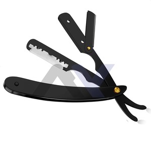 Navaja de Barbero Profesional Negra, 100% Acero Inoxidable, Hoja Recta, Herramienta de Afeitado de Precisión para Salón y Cuidado Personal Masculino, OEM - Product Image 1
