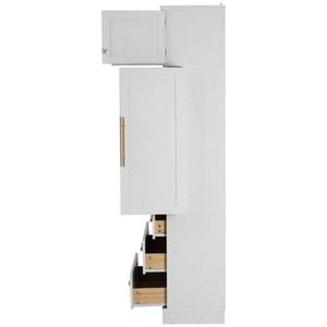 Armadio Dispensa da Cucina in Legno Massello Stile Rustico a 8 Ante con 3 Ripiani Regolabili e 3 Cassetti Grandi - 198,5 cm di Altezza - Product Image 3