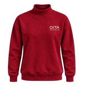 <b>Red</b> <b>Women</b> Mock Neck Sweatshirt Long Sleeve Pullover Casual Oversized Fleece High Collar Winter Streetwear Fashion <b>Jumper</b> Top - Product Image 1