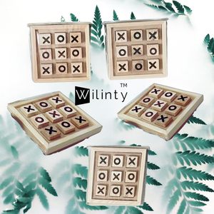 Jeu de Tic Tac Toe Classique en Bois CH, Blocs X O Sculptés, Finition Bois Naturel, Cadeau pour Tous les Âges - Product Image 3