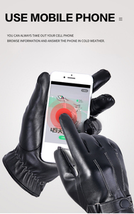 Gants d'hiver en cuir pour vélo, longueur poignet, doublure thermique en microfibre, style sportif et décontracté pour le cyclisme, les voyages, les activités de plein air et l'usage quotidien - Product Image 6