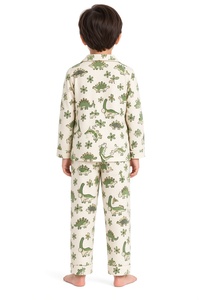 Ensemble de pyjama d'hiver pour garçons, motif dinosaure, ODM, chemise à manches longues boutonnée, pantalon long, ensemble de vêtements de nuit imprimé de dessins animés mignons, vente en gros - Product Image 6