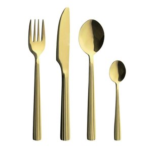 Vintage Bamboo Handle Flatware <b>Set</b> With Gold Tone <b>Spoon</b> <b>Fork</b> <b>Knife</b> Durable Mirror Polish Cutlery for Wedding - Product Image 6