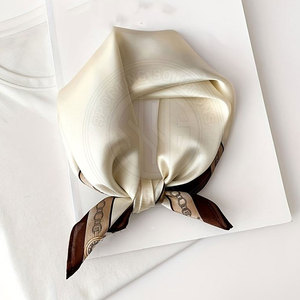 Silk Scarf Elegant Square Shape With Soft Fabric For Daily Outfit And Hair Styling Silk Scarf - Product Image 3