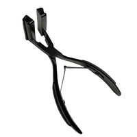 Pince à cheveux professionnelle en acier inoxydable noir pour extensions de cheveux, avec poignées ergonomiques antidérapantes, outil de coiffure pour salon
