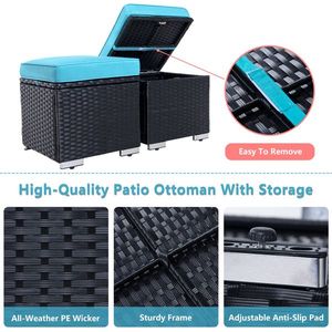 2-Piece PE Rattan Outdoor Ottoman All-Weather Patio Foot Rest Storage Stool Multifunctional Foot Stool Rest Storage for Outdoor - Product Image 4