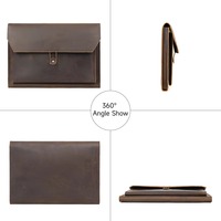 Housse d'ordinateur portable en cuir véritable durable de style vintage, pochette pour ordinateur portable, sac messager fin pour hommes d'affaires, pochette enveloppe LS-0264
