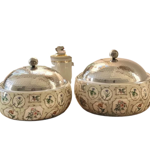 Meenakari Stainless Steel Casserole <b>Set</b> Traditional Indian Hot <b>Pot</b> Insulated Food Warmer Decorative Chapati Box & Floral Design - Product Image 6