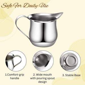 Pichet à lait en acier inoxydable réutilisable et portable, design moderne, avec bec verseur et poignée, capacité 350 ml, idéal pour les bars à cappuccino - Product Image 2