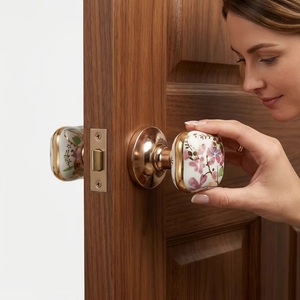 Poignée de porte en céramique traditionnelle avec insert en porcelaine, design moderne, pour armoire de chambre, tiroir, meubles, réglable, durable, pour cuisine - Product Image 1