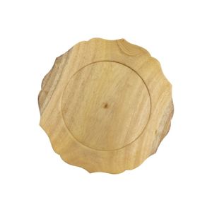 Rustic Mango Wood Charger Plate Whitewash Carved Round <b>Dinner</b> Plate Decorative Serving <b>Tray</b> for Wedding Holiday Table Decor - Product Image 4