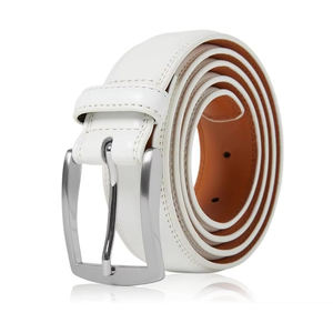 Ceinture en cuir de vachette pour homme, style décontracté et haut de gamme, avec boucle carrée argentée, personnalisable, look simple et attrayant, au meilleur prix - Product Image 1