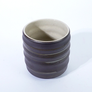 Charcoal Black Ribbed Ceramic Tea <b>Mug</b> Amber Band Accent Subtle Line Texture Gift <b>Box</b> Packaging for Japanese Restaurant Cafe - Product Image 4