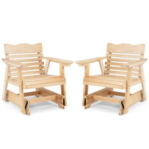 Silla Mecedora de Madera para Exteriores con Respaldo Alto y Reposabrazos Anchos - Product Image 4