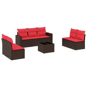 Set Divano da Esterno in Polyrattan Marrone con Cuscini, 8 Posti, Stile Moderno Contemporaneo - Product Image 4