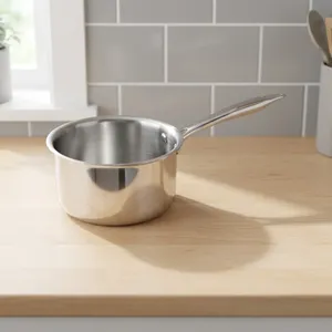 Premium Stainless Steel Triply Deep Saucepan 18 cm 304 Grade for Gas and Induction Stove with <b>Lid</b> Daily Kitchen Cooking - Product Image 1
