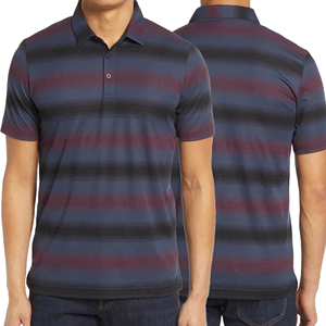 Men's Striped Knitted <b>Polo</b> <b>Shirt</b> Short Sleeve Casual <b>Blue</b> And Burgundy Patterned Design - Product Image 3