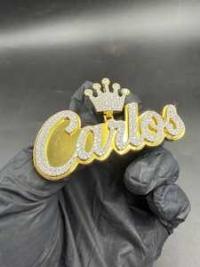 Colgante Personalizado con Nombre y Corona, Chapado en Oro con Incrustaciones de Moissanita, para Joyería Fina de Plata de Ley 925, Colgantes y Dijes - Product Image 5