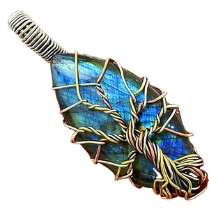 Natural <b>Labradorite</b> Tree of Life Wire Wrapped 925 Silver <b>Pendant</b> Precious Dainty Handmade Solid Silver <b>Pendant</b> Fine Jewelry - Product Image 3