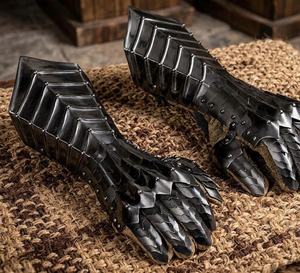 Guantes de Caballero Medieval de Acero, Recubiertos de Níquel Negro, Armadura para Brazos, Estilo Antiguo, Técnica de Fundición, Guantes de Protección - Product Image 3