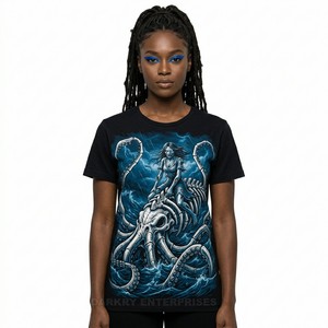 Camiseta Gráfica de Estilo Vintage para Mujer, con Estampado de Calavera y Corazón Gótico, de Algodón Negro, Ropa Urbana Retro Personalizada - Product Image 4