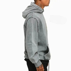 Sweat à capuche zippé oversize vintage délavé à l'acide, broderie 3D en relief, style gothique streetwear, pour homme - Product Image 2