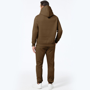 Ensemble de survêtement 2 pièces marron foncé pour homme, veste zippée à col rabattu, manches longues, pantalon de survêtement à cordon de serrage, décontracté - Product Image 5