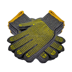 Guantes DE TRABAJO DE PUNTO grises versátiles antideslizantes con punteado amarillo para un agarre superior en trabajos de invernadero y guardería - Product Image 1