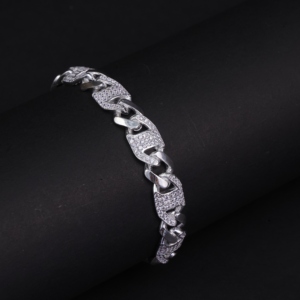 Bracelet chaîne élégant en argent fin rhodié, bijoux unisexes contemporains pour la mode quotidienne, collection de cadeaux pour fêtes - Product Image 4