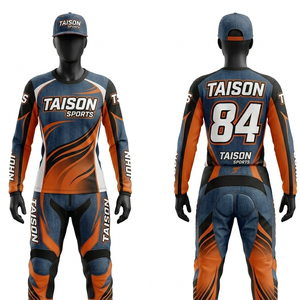 Maillot de motocross pour femme, premium, 180 GSM, polyester mesh respirant, rouge et noir, design graphique, sublimation, logo personnalisé - Product Image 4