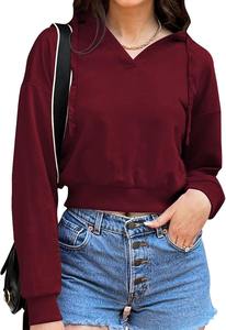 Sudadera con Capucha Corta para Mujer TITAN TREAD WEAR, de Forro Polar, Color Sólido, Hombros Caídos, Manga Regular, Impermeable y Resistente al Viento - Product Image 3