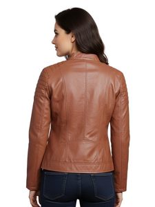 Wholesale Women's Genuine <b>Leather</b> Jacket in Brown Color <b>Leather</b> Long Length Breathable <b>Leather</b> Jackets - Product Image 2