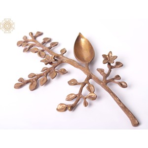 Rama de árbol de latón pintada a mano de 10 pulgadas, escultura India hecha a mano Diya, artículo decorativo - Product Image 1
