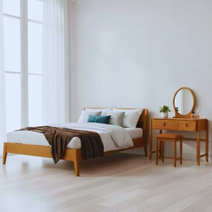 TAFOCO Modern Wood <b>Dressing</b> <b>Table</b> Set with 2 Drawers Storage Bedroom Furniture - Product Image 5