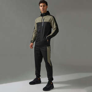 Conjunto Deportivo de Dos Piezas para Hombre, Diseño Personalizado OEM, Color Caqui, Estilo Deportivo, Chaqueta y Pantalón de Nylon Ligero - Product Image 1