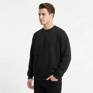 High-Quality Custom Logo Heavyweight 360g <b>Black</b> <b>Sweatshirt</b> <b>Plain</b> Oversized Streetwear Crewneck Unisex Blank <b>Sweatshirt</b> Wholesale - Product Image 3