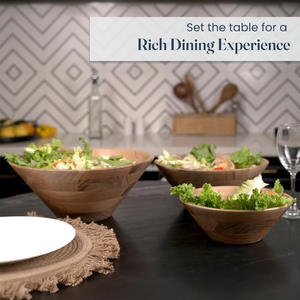 Lot de 3 bols à salade mignons en bois d'acacia, motif rond, sans danger pour la soupe de riz, trempettes, sauce glacée, fête à la maison, décoration - Product Image 2