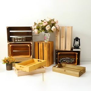 Hot <b>Sale</b> Vintage Style <b>Wooden</b> Fruit <b>Crates</b> Basket Wholesale Price High Quality Wood Boxes and Storage Baskets - Product Image 6