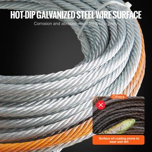 Cavo in Acciaio per Verricello da 3/8 Pollici x 75 Piedi, Resistenza alla Rottura 15.200 Libbre, con Gancio Girevole e Cavo di Traino - Product Image 3