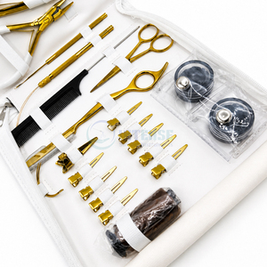 Stainless Steel Hair Extension Pliers Kit <b>Micro</b> Beads Tools Set <b>Tape</b> In Pliers Scissor Loop Needle for Salon Professionals - Product Image 2