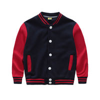 Veste universitaire unisexe noire avec manches blanches, boutonnée sur le devant, décontractée, pour l'automne, coupe classique, couleur unie, en polyester